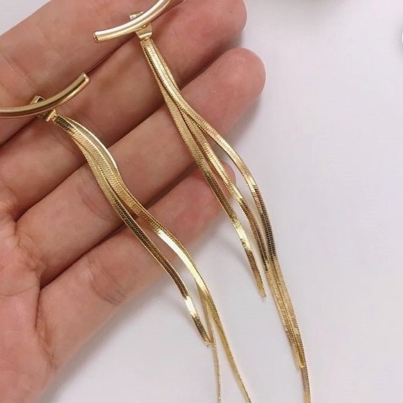 🧡18K gold plated earrings long bar earrings - Picture 6 of 7